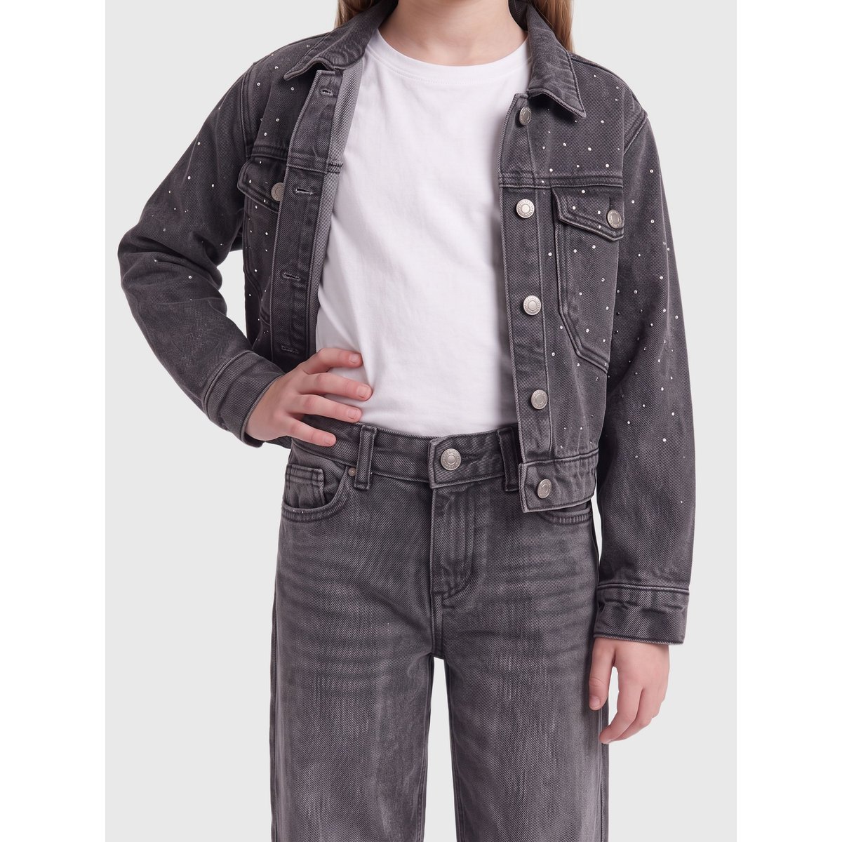Jean À Jambe Large washed black, KIDS ONLY