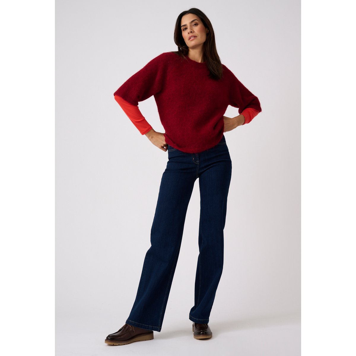 Pull manches larges Thermolactyl rouge, DAMART