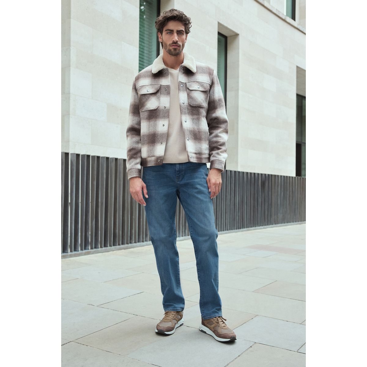 Veste aux carreaux camionneur naturel, NEXT