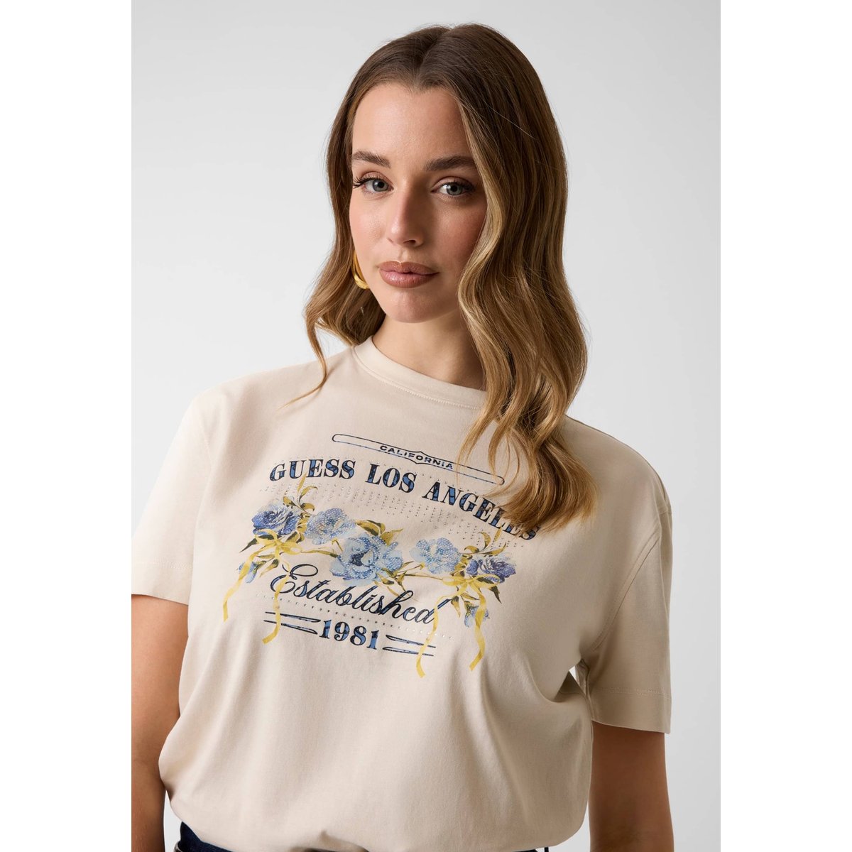 T-Shirt Imprimé beige, GUESS