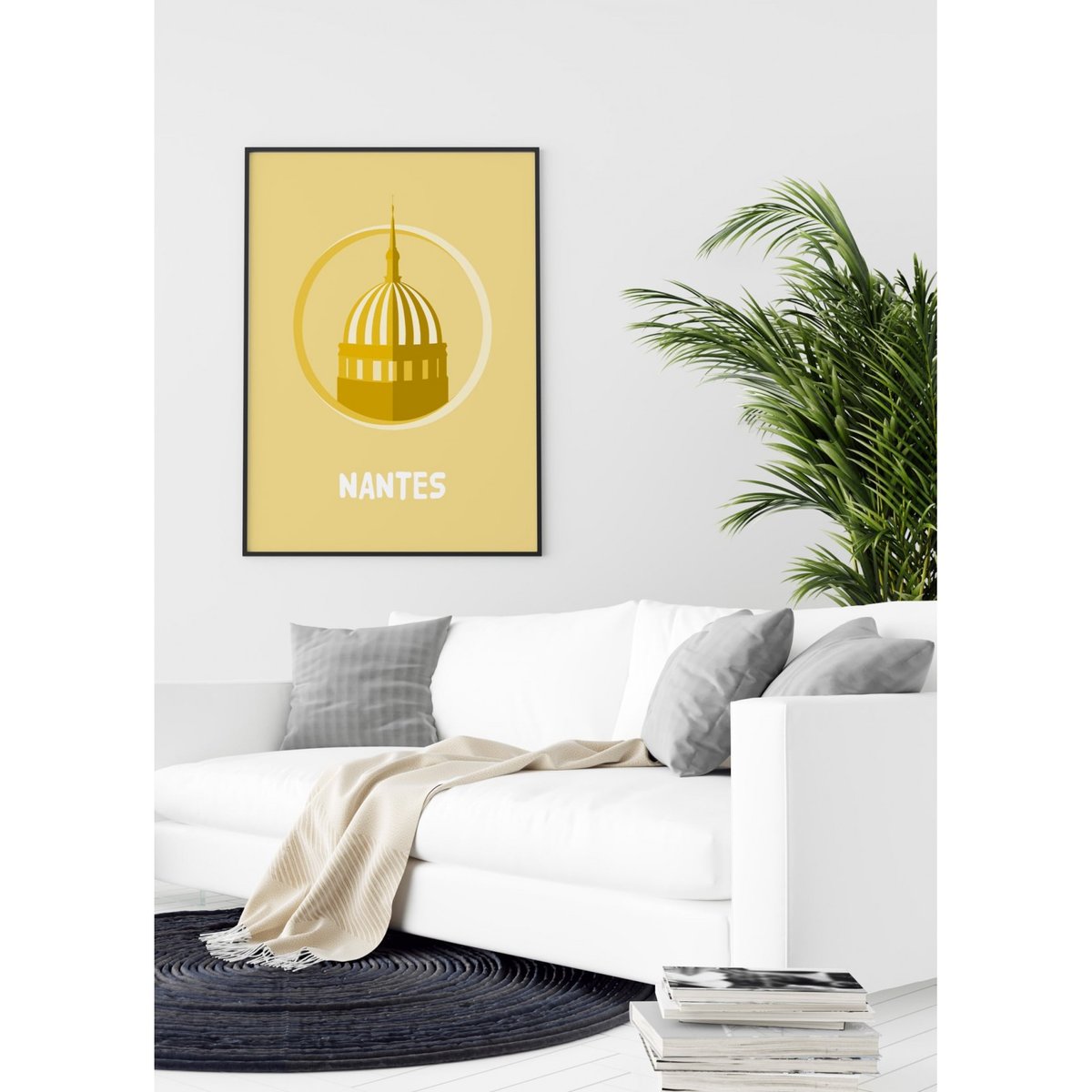 Affiche ville Minimaliste Nantes blanc, L'AFFICHERIE