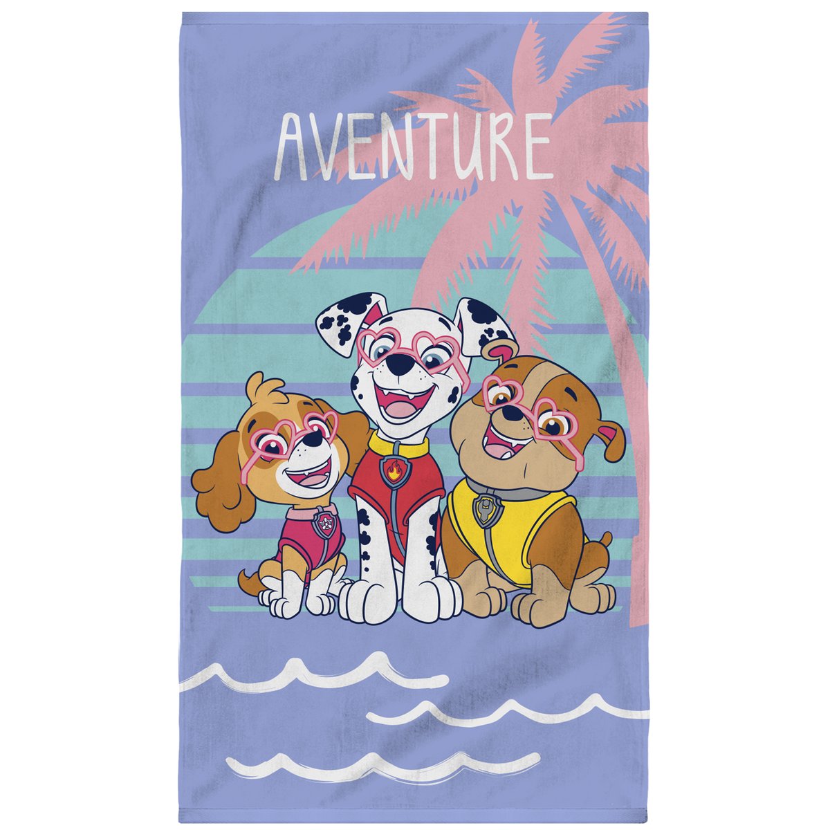 Serviette de bain et de plage imprimé 100% coton, SUNSET parme, PAT PATROUILLE