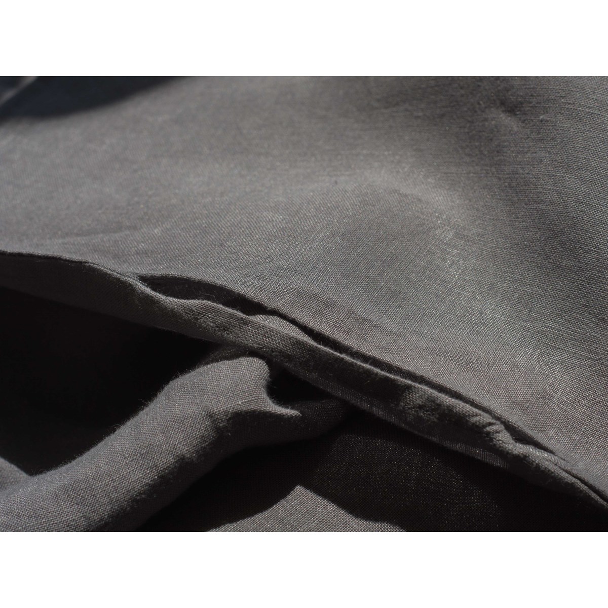 Housse de couette Lin lavé 2 personnes uni NAGHADA gris anthracite, TODAY