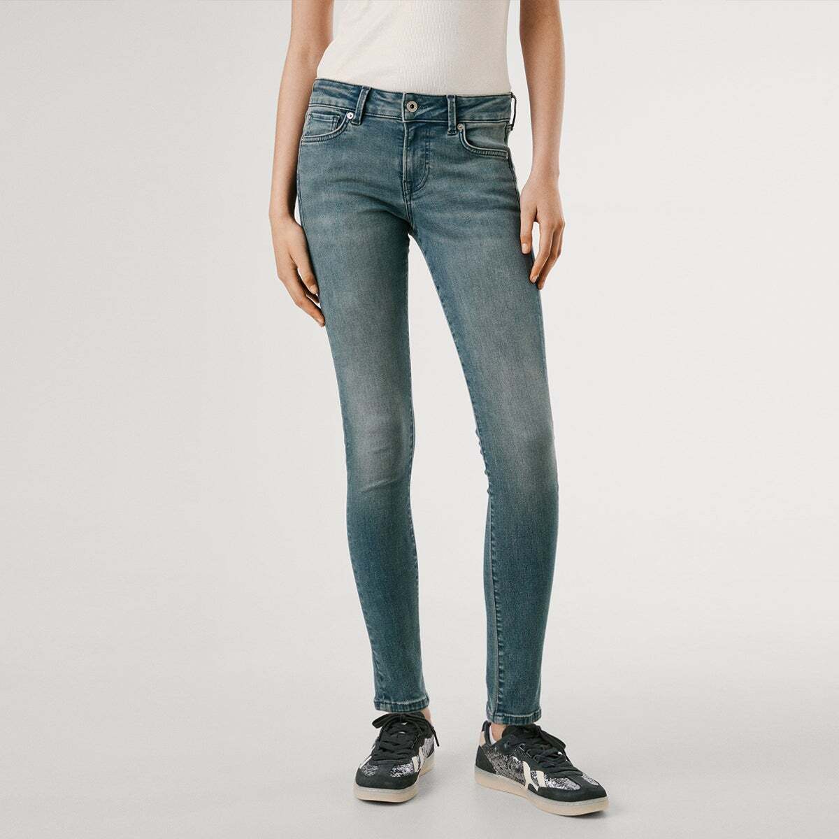 Jean Coupe Skinny, Taille Basse - Soho authentic smoke blue powerflex, PEPE JEANS