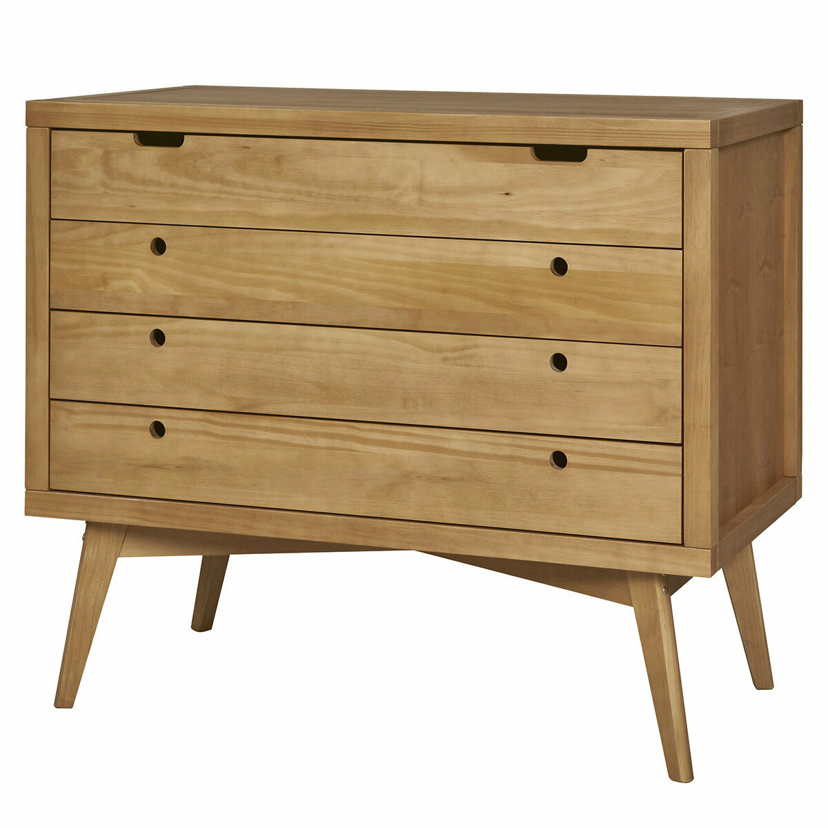 Commode 4 tiroirs Bois massif MARLEY bois naturel, AKITEN RETAIL