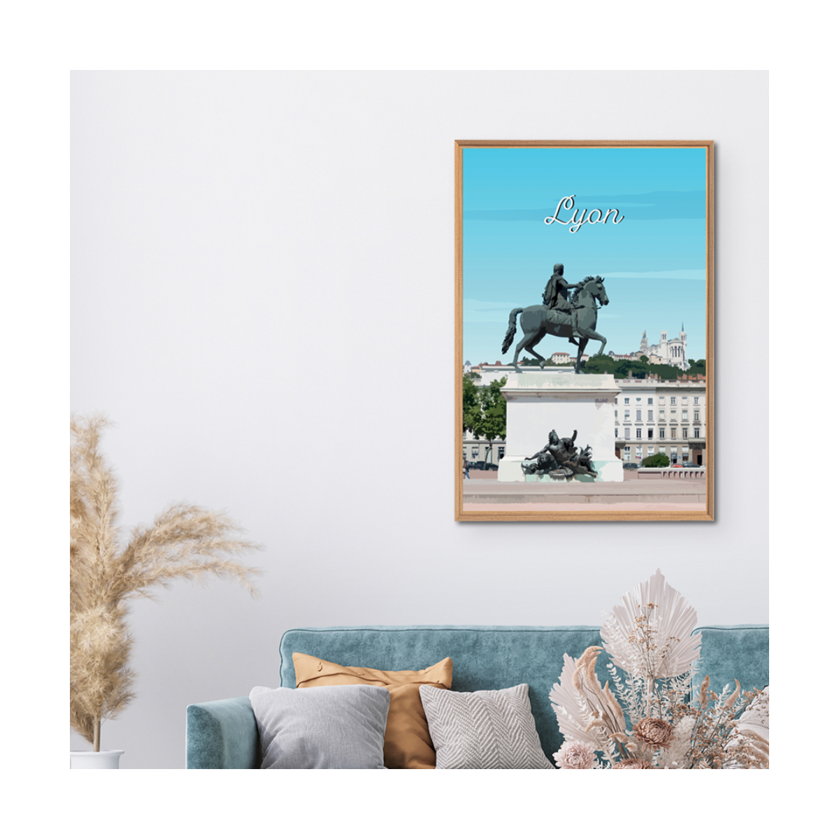 Tableau Mural Illustration Place Bellecour Lyon ILLUSTRATION gris-fibres de bois, CEANOTHE