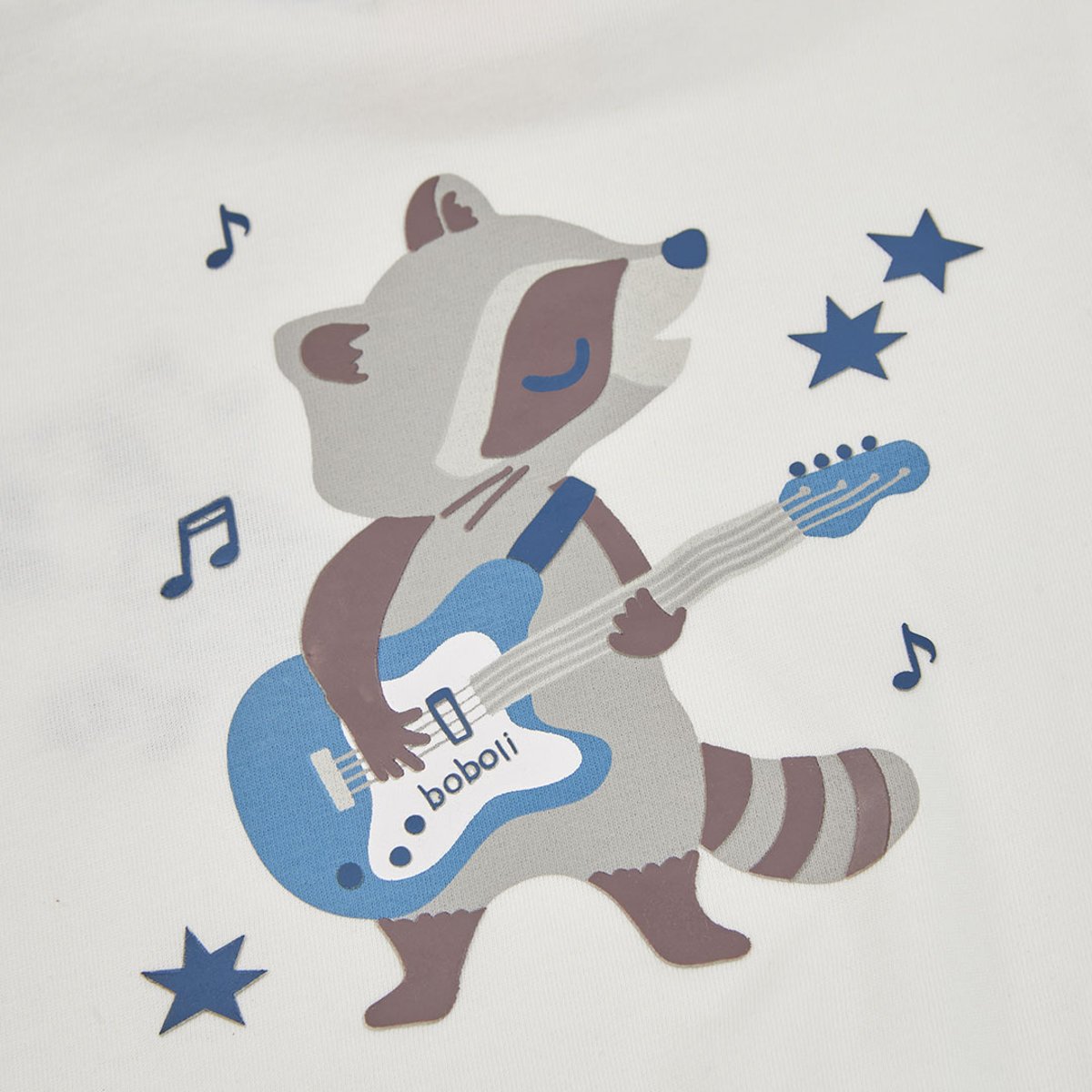 T-shirt garçon maille imprimé raton laveur blanc, BOBOLI