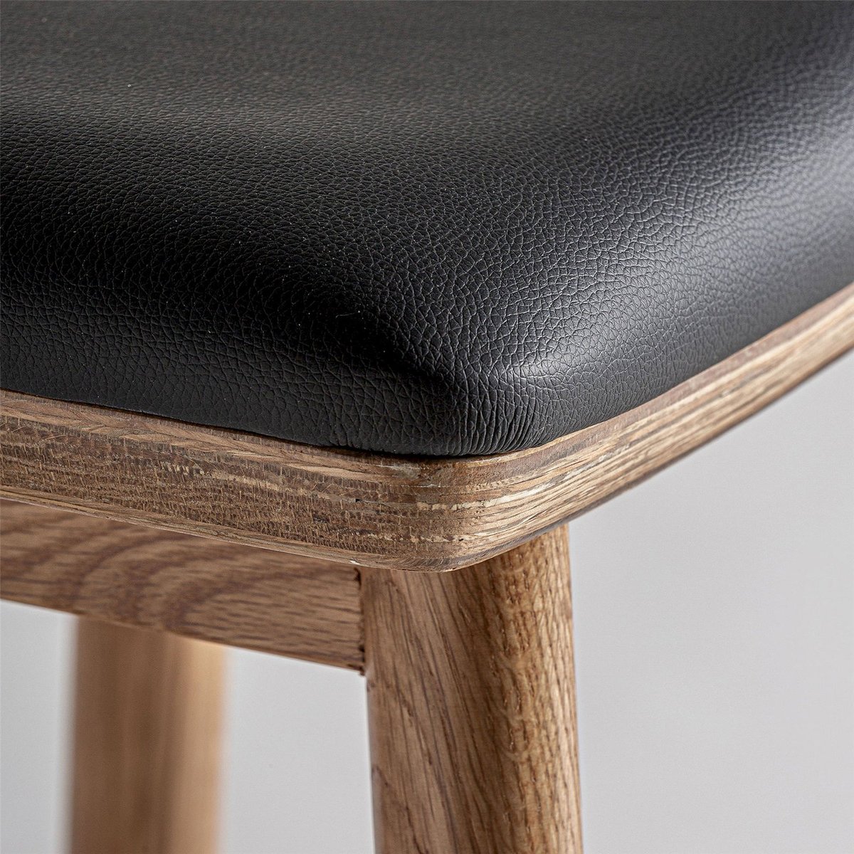 Tabouret vintage en chêne et fibre naturelle noir chêne mat et fibre naturelle, RECOLLECTION