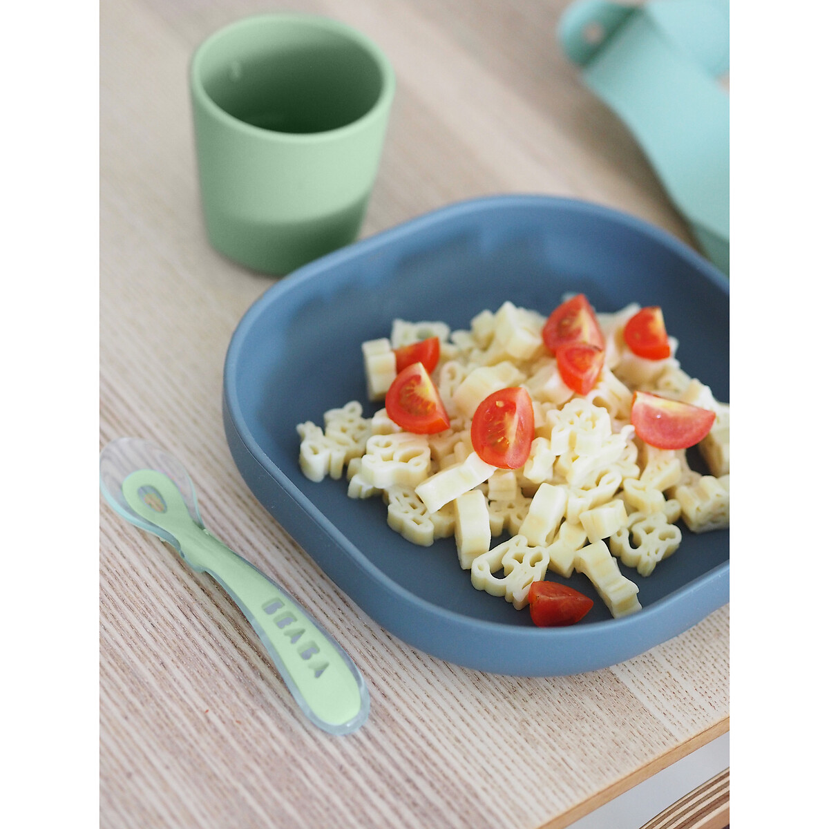 Coffret repas bébé 4 pièces en silicone gris minéral, BEABA