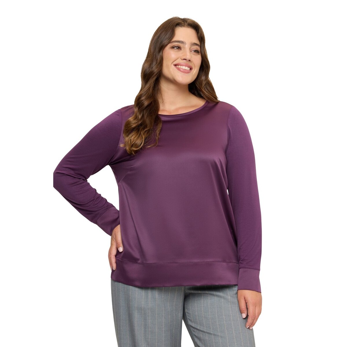 T-shirt bimatière marron, FIORELLA RUBINO