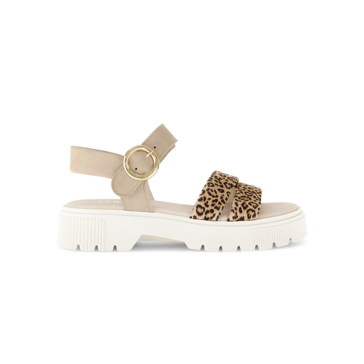 Sandales en cuir lisse à talon décroché beige, GABOR