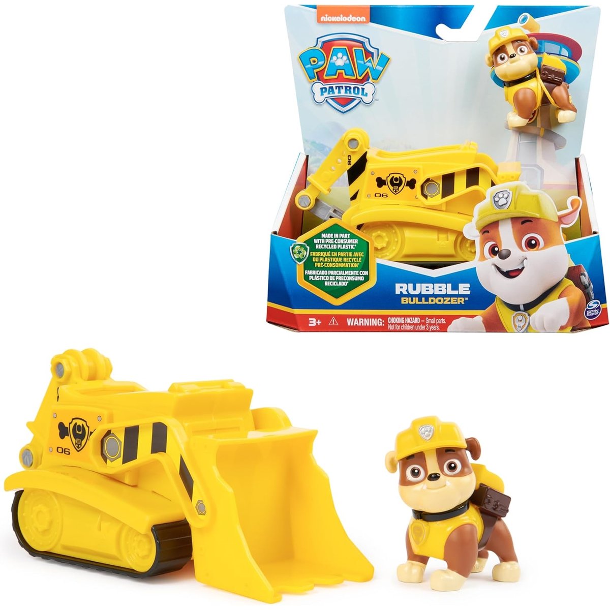 La Pat Patrouille Véhicule de chantier avec la figurine de Rubble v019845, SPIN MASTER