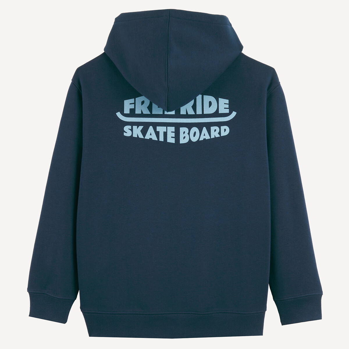 Kapuzen-Sweatshirt aus Fleece, mit Aufschrift auf der Vorder- und Rückseite marine, LA REDOUTE COLLECTIONS