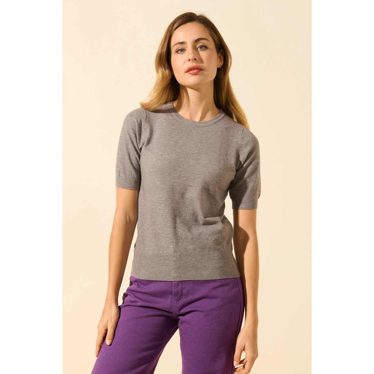 Pull manches courtes DINO gris souris, BENOA