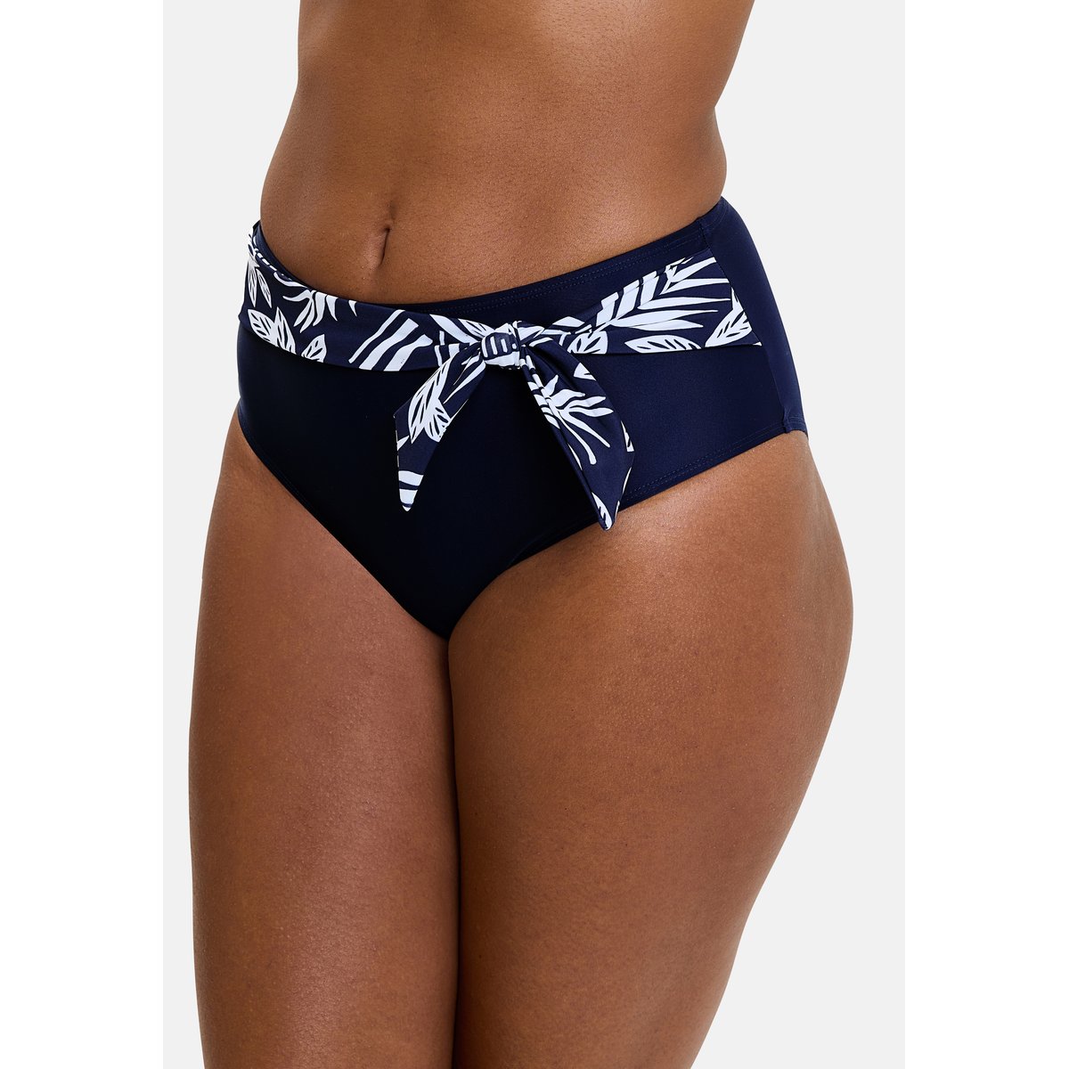 Bas de maillot de bain KELAA feuilles graphiques bleu marine, SANS COMPLEXE