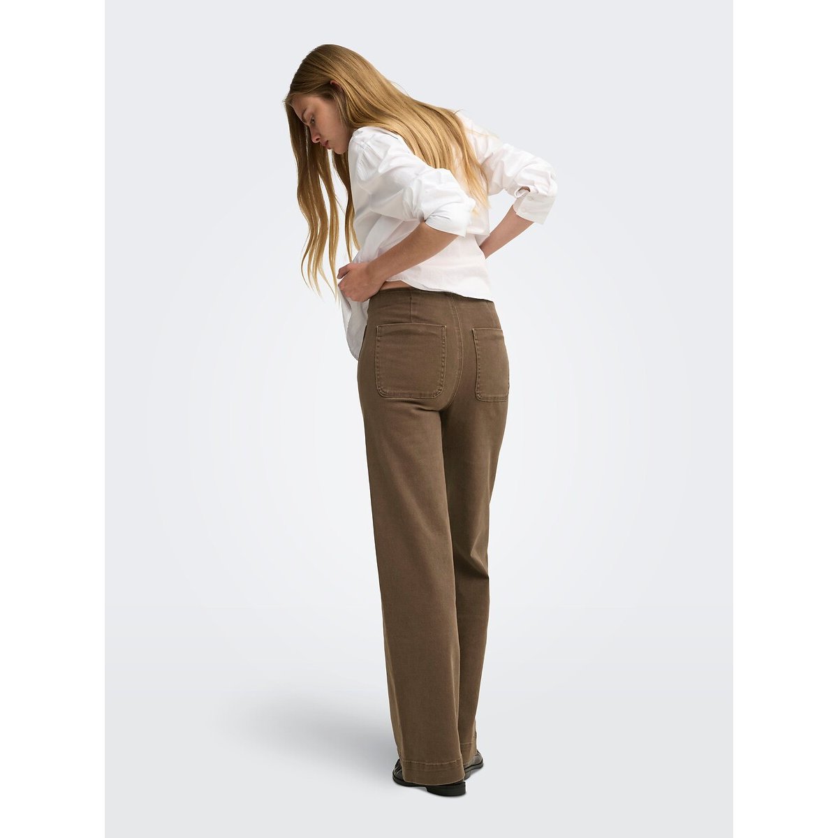 Jean large poches plaquées marron, ONLY