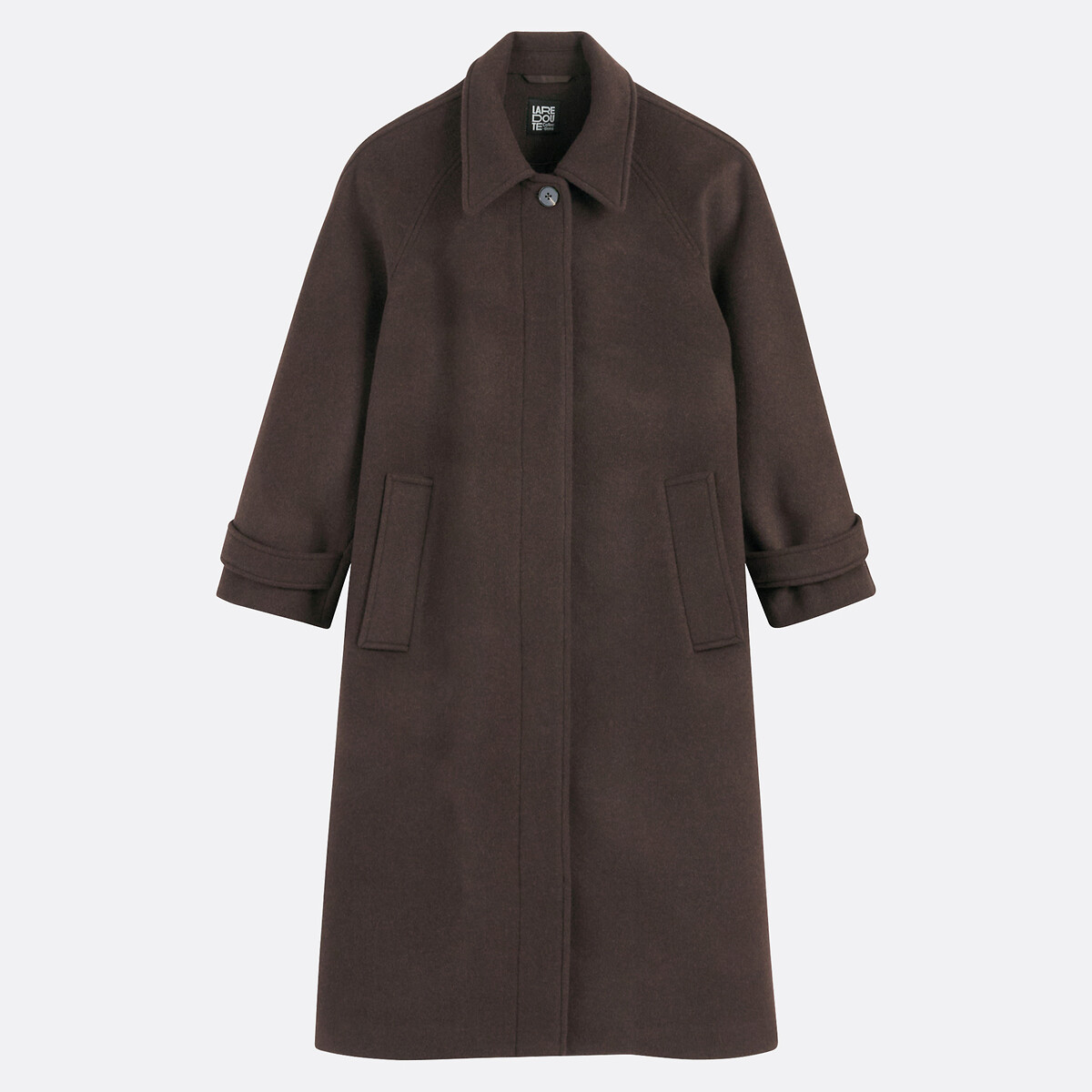 Manteau drap de laine mélangée, Signature ISIDORE marron chocolat, LA REDOUTE COLLECTIONS