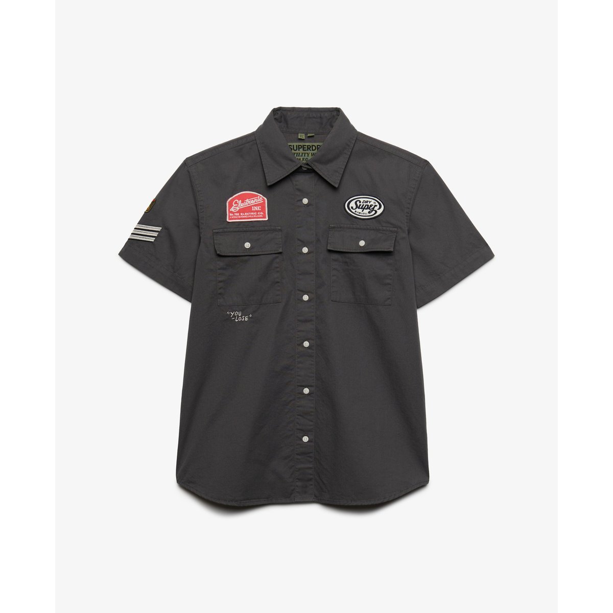 Chemise Scout Manches Courtes Coupe Décontractée gris acier, SUPERDRY