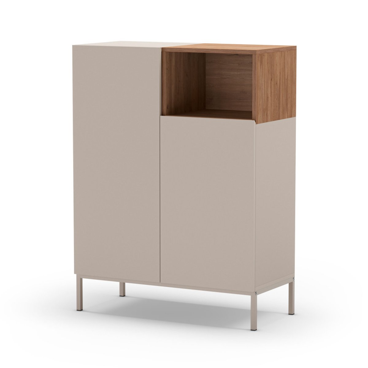 Buffet 2 portes en bois et métal H120cm- QUENOR beige, DRAWER