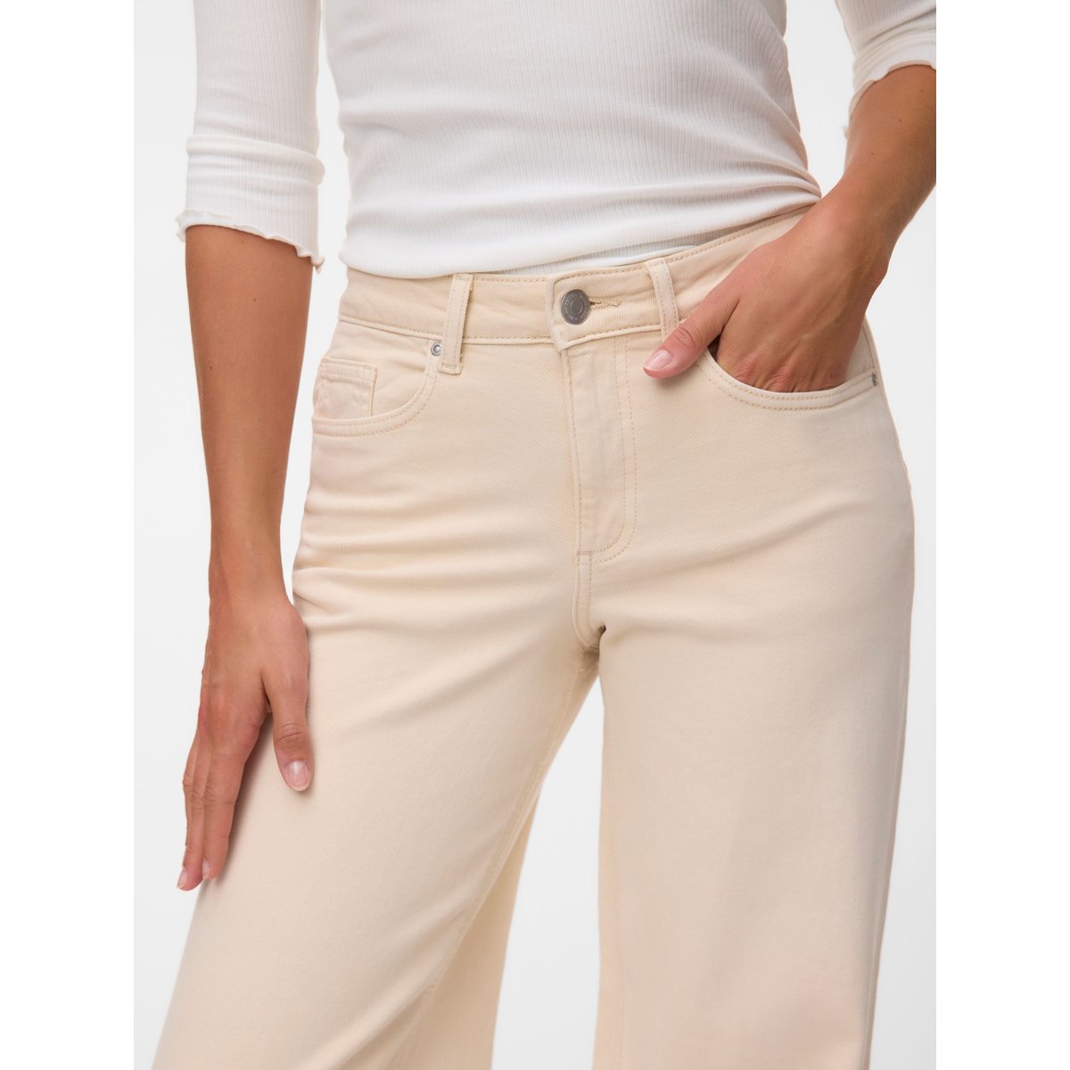 Jean À Coupe Large oatmeal, VERO MODA