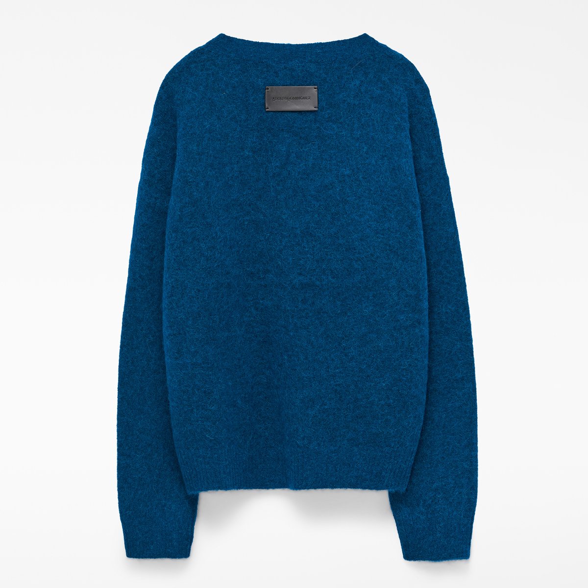 Pull avec alpaga à col V bleu de prusse, ADOLFO DOMINGUEZ