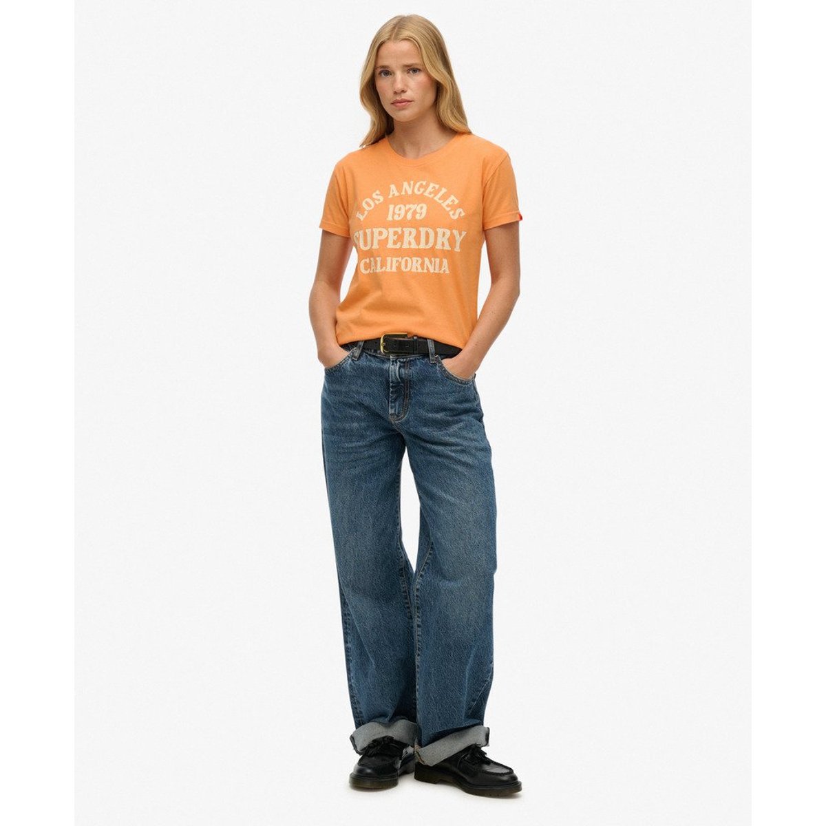 T-shirt Surf Logo Coupe Ajustée orange coucher de soleil automnal, SUPERDRY