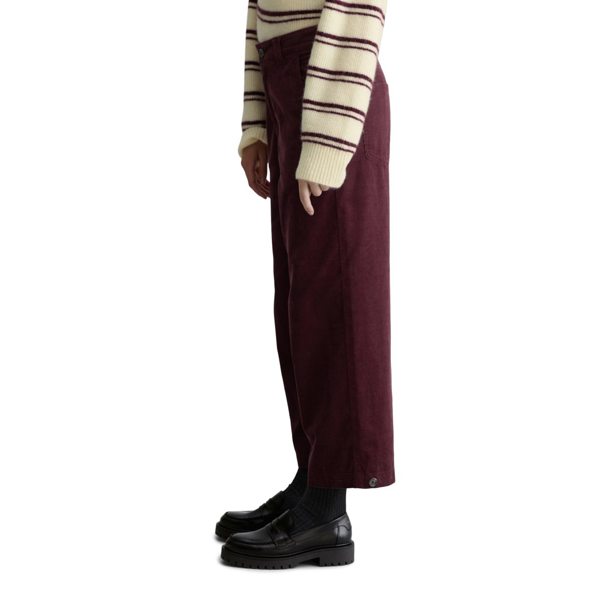 Pantalon en velours côtelé loose en coton organique rouge, MARC O’POLO DENIM