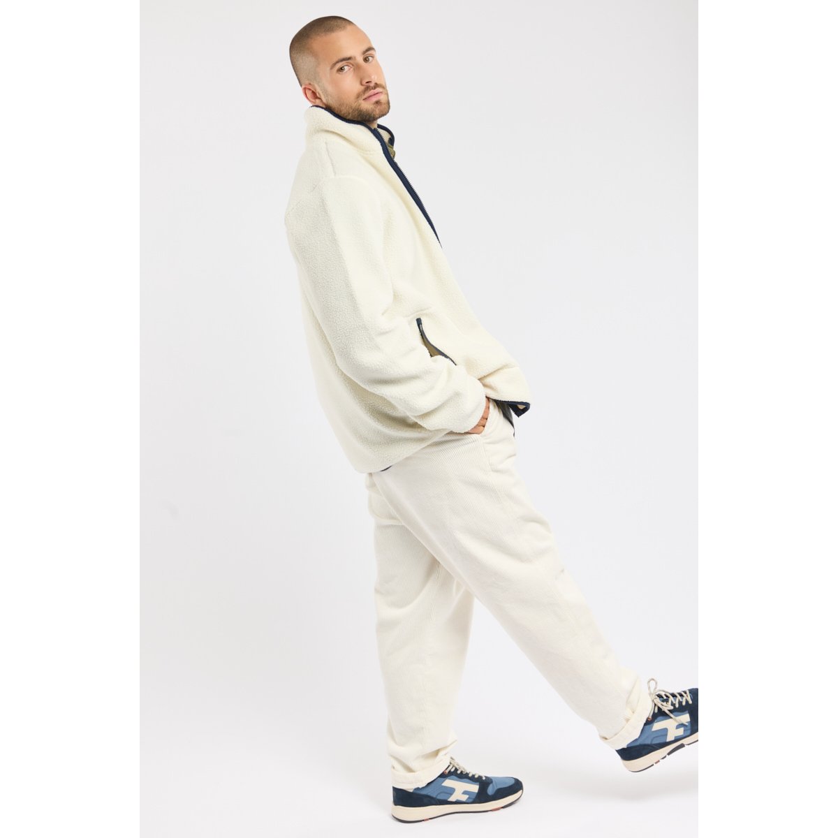 Veste polaire moutonnée PATERSON en polyester recyclé pour homme ecru, BERMUDES