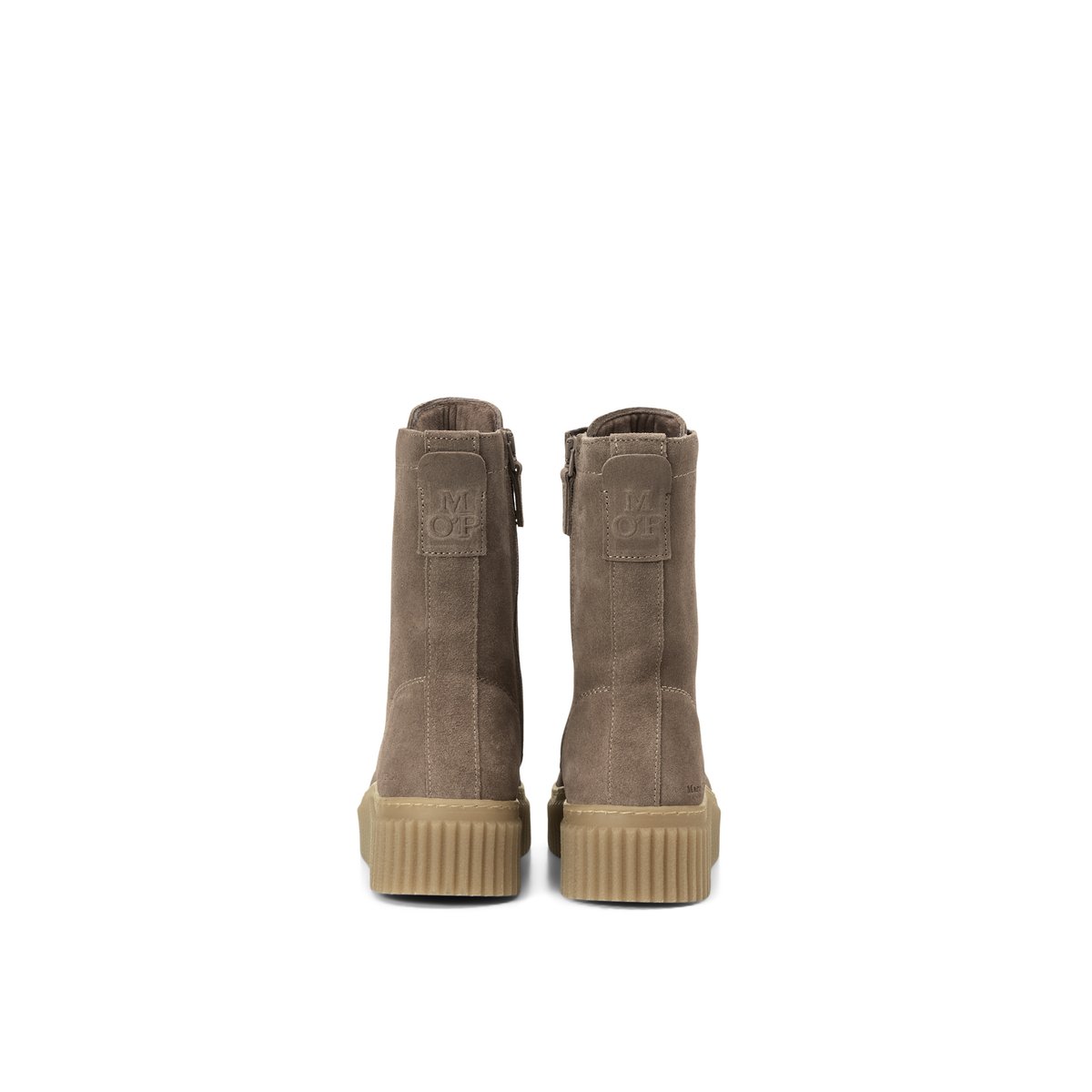 Bottes à lacets, modèle Bianca en cuir velours souple marron clair, MARC O'POLO