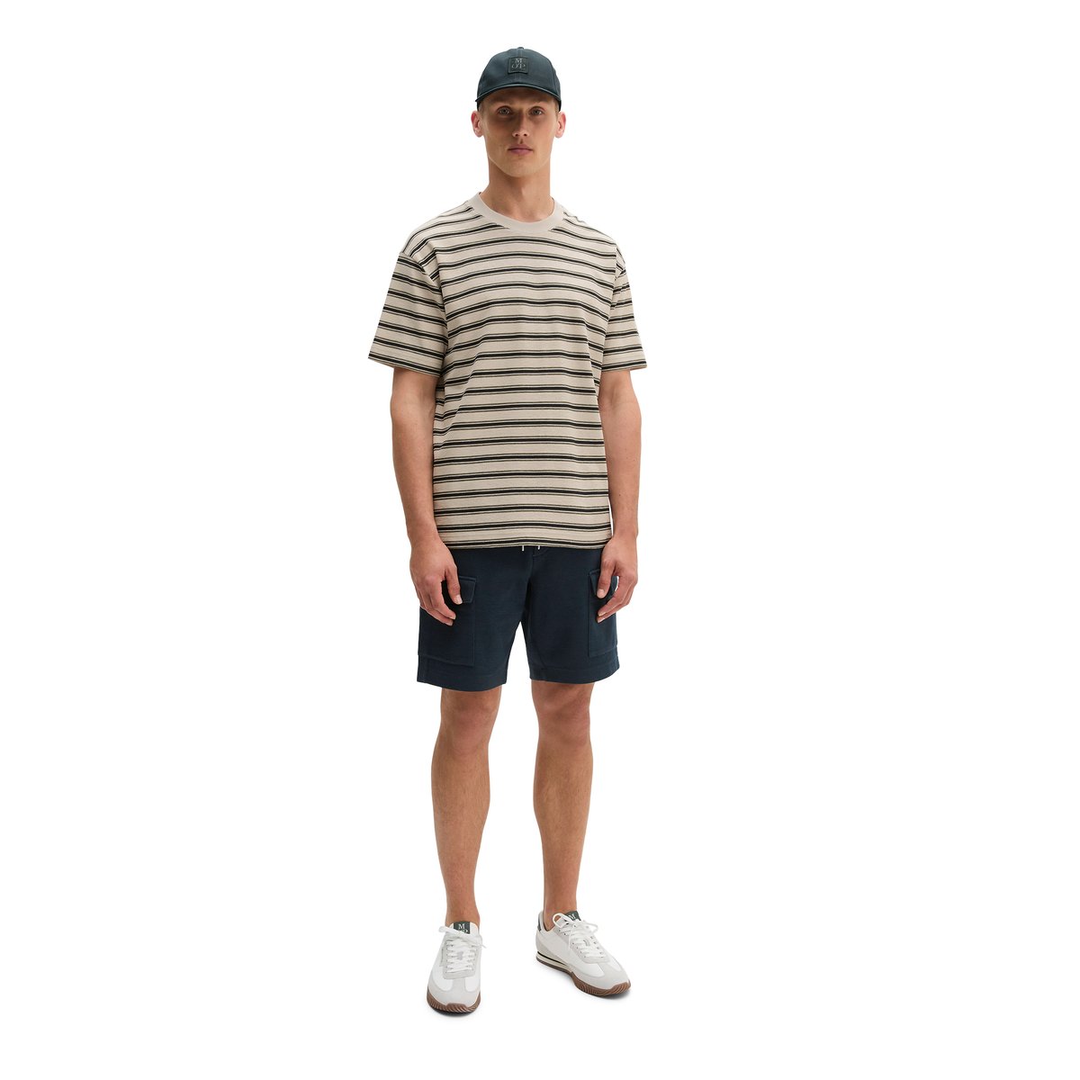 T-shirt relaxed en coton bio et en lin beige, MARC O'POLO