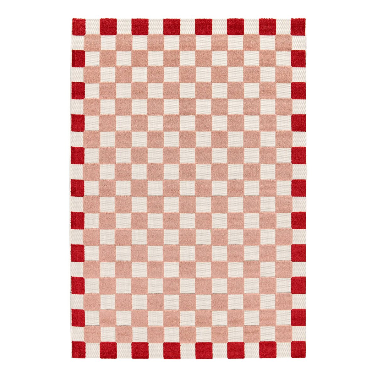 Tapis intérieur rectangulaire damier MONA rouge / rose, SWEEEK