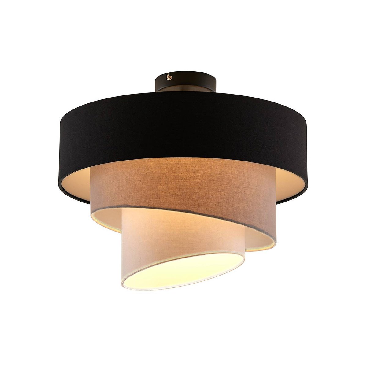 Plafonnier en textile moderne, Coria noir, gris, blanc, LINDBY