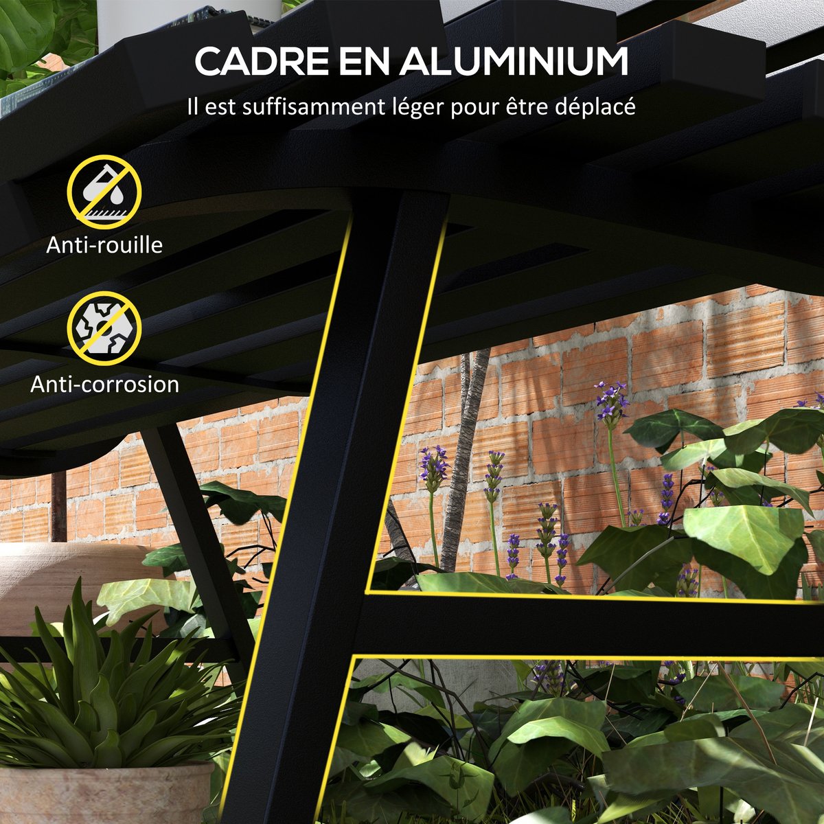 Banc de jardin Aluminium Noir noir, OUTSUNNY