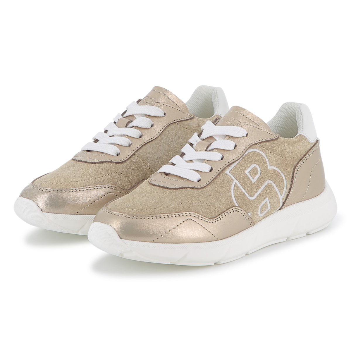 Sneakers stringate grege, BOSS KIDSWEAR