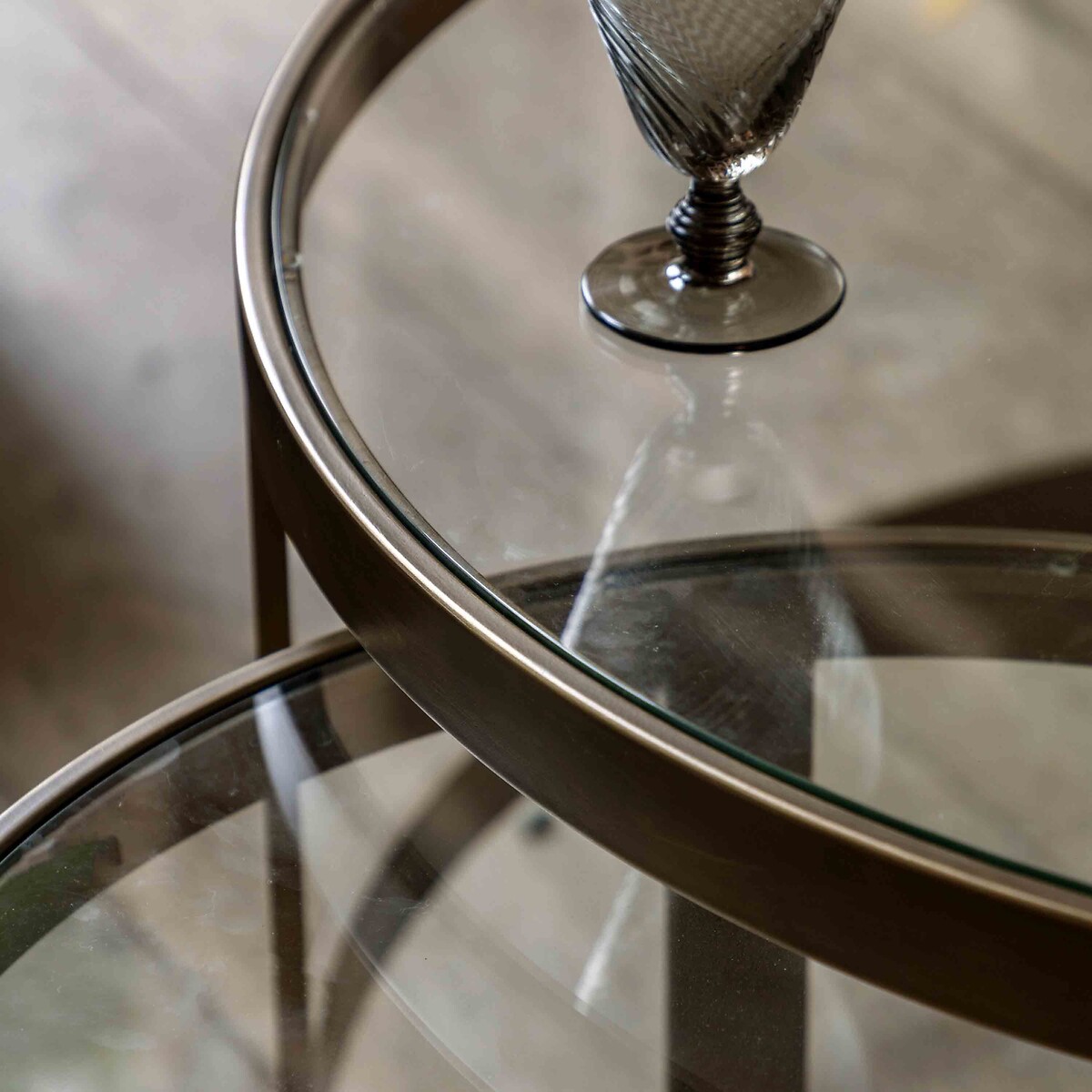 Set of 2 Monty Glass & Metal Nesting Tables bronze, ÉDITÉ