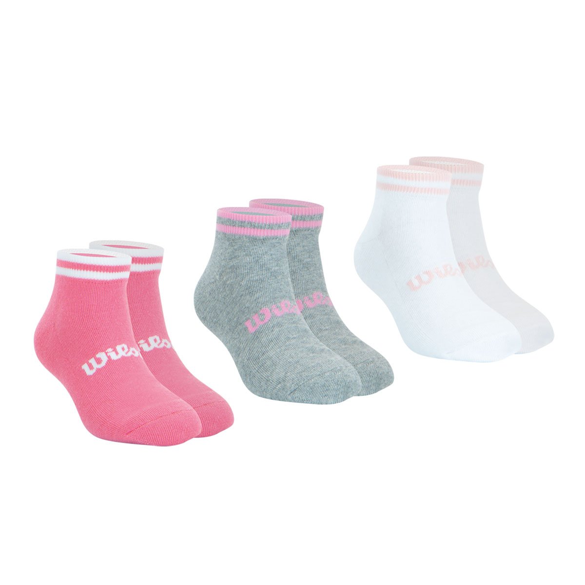 Chaussettes basses, lot de 3 paires rose-gris-blanc, WILSON