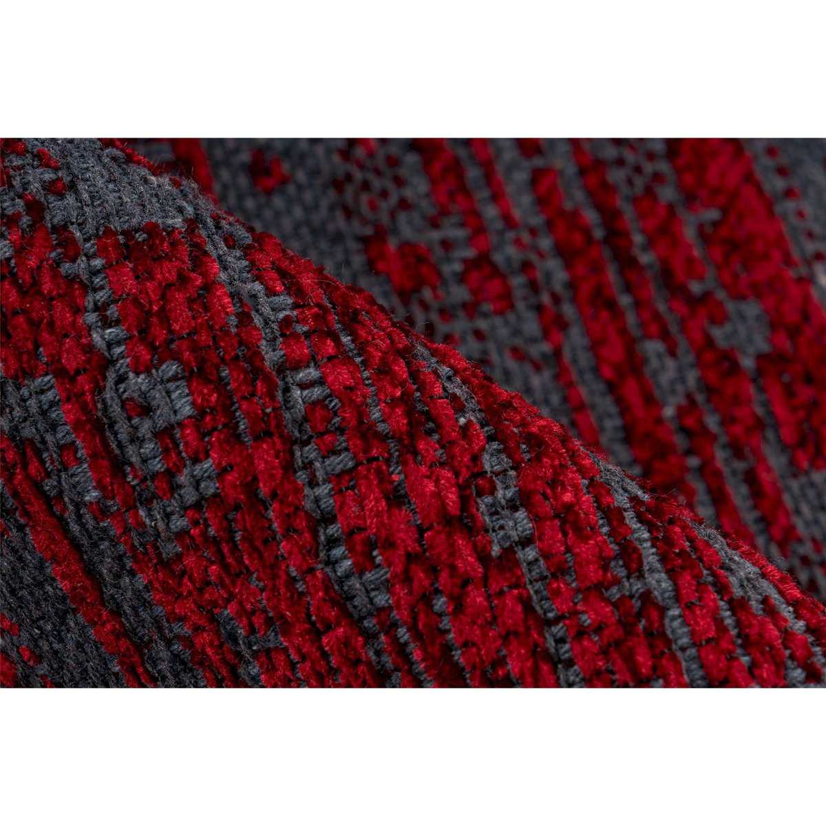 Tapis rectangulaire relief 3d, Vintage rouge bordeaux et gris anthracite, ARTE ESPINA