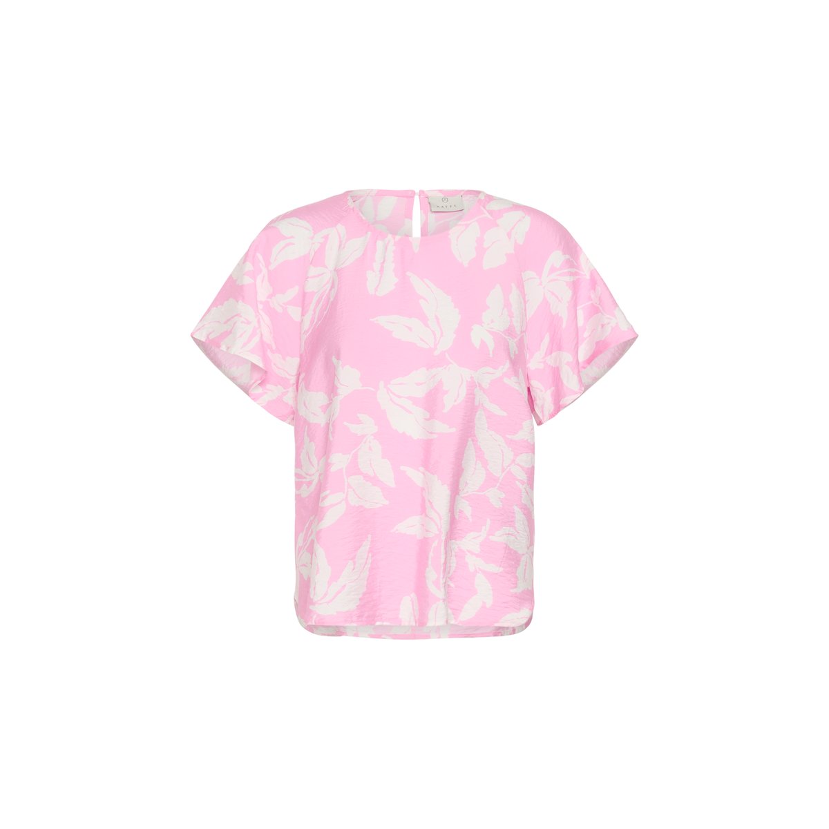 Blouse à manches longues rose blanc pink frosting chalk leafs, KAFFE