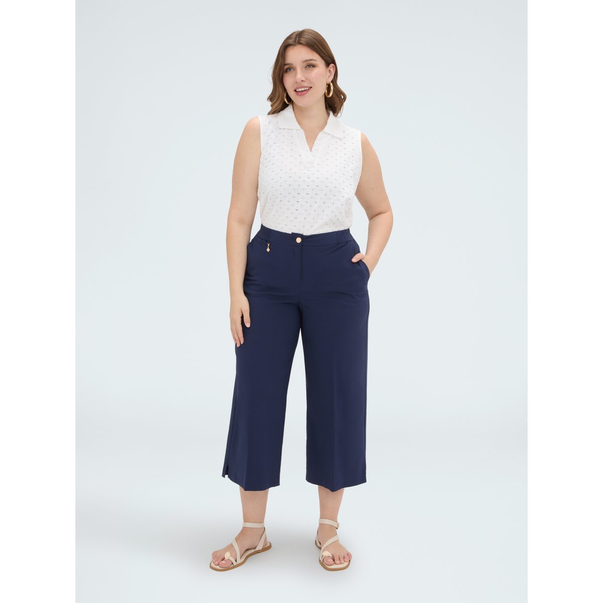 Pantalon court léger bleu, FIORELLA RUBINO
