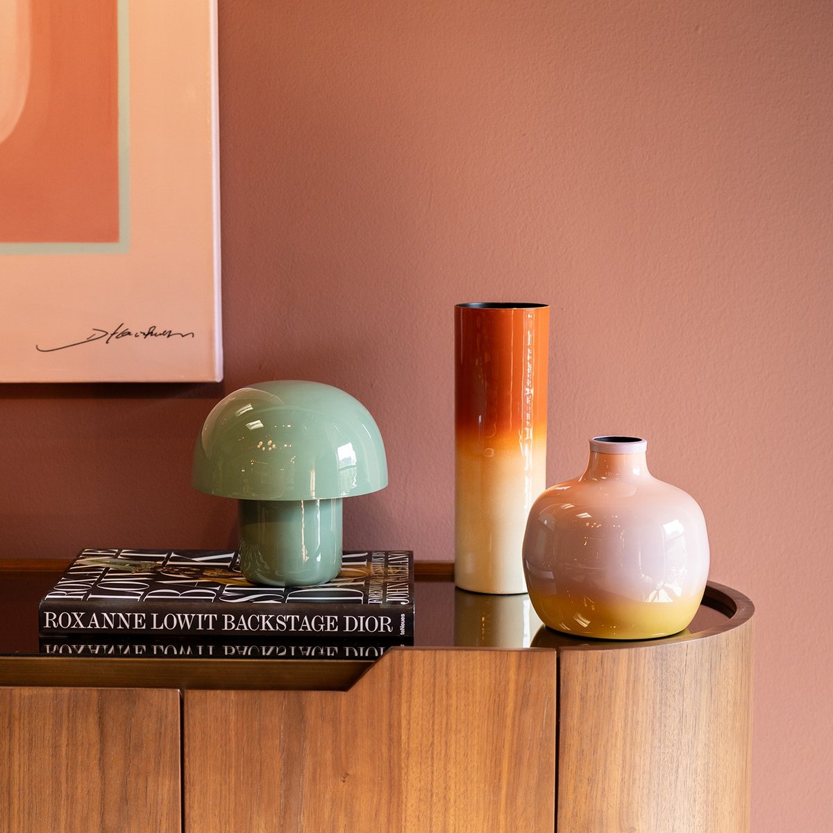 Vase cylindrique dégradé en acier, RICI rouge, KARE DESIGN