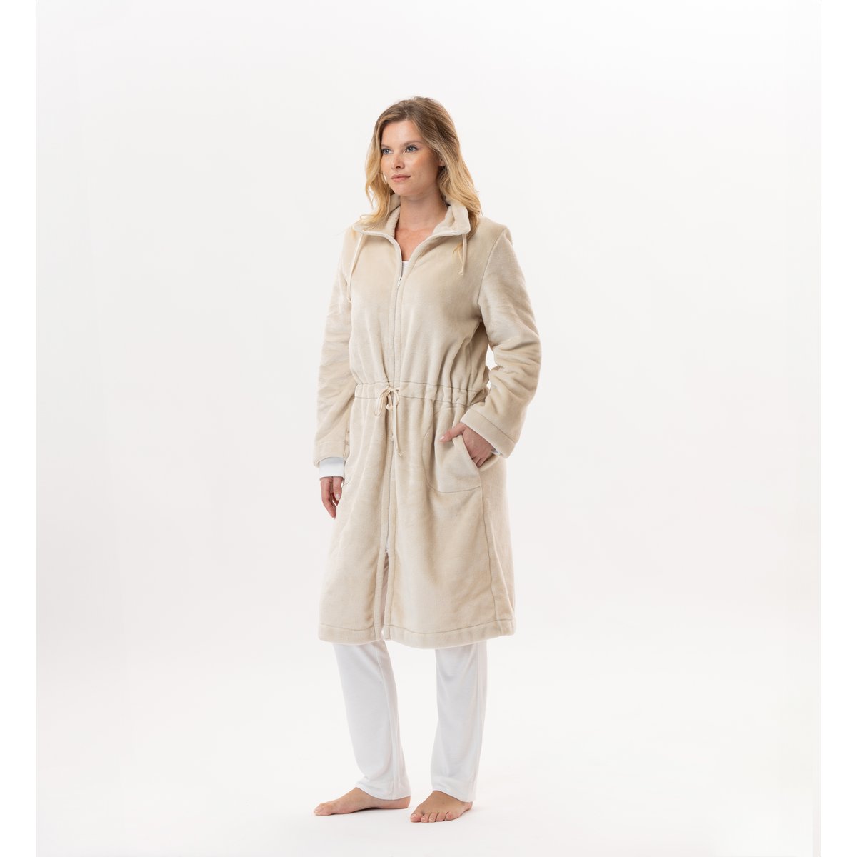 Veste zippée en peluche flanelle ESSENTIEL H53B beige, LE CHAT