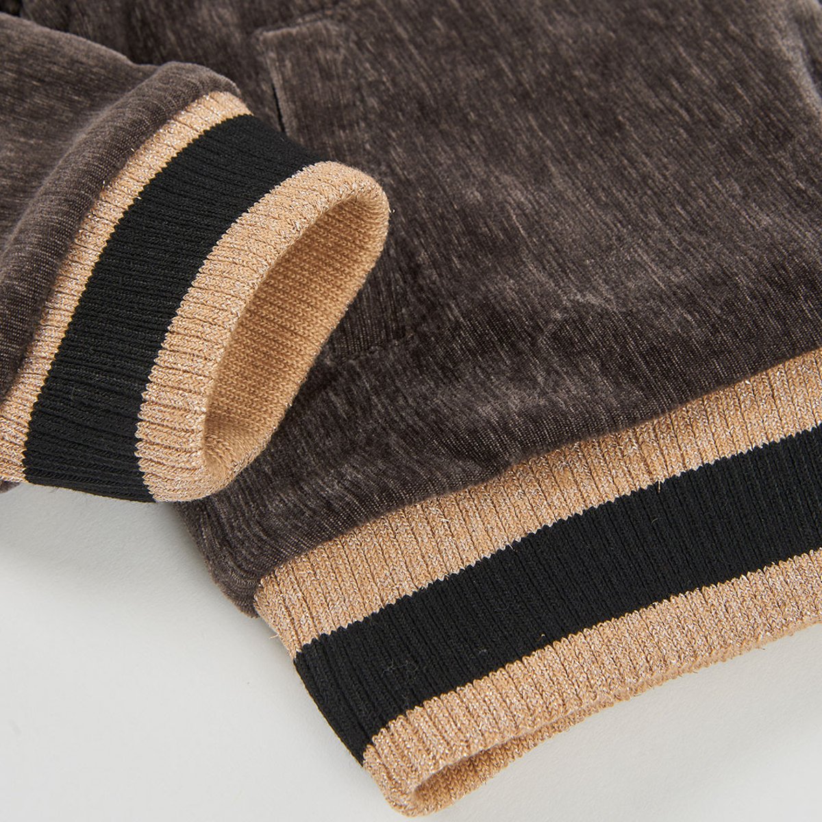 Sweat fille velours à capuche marron, BOBOLI