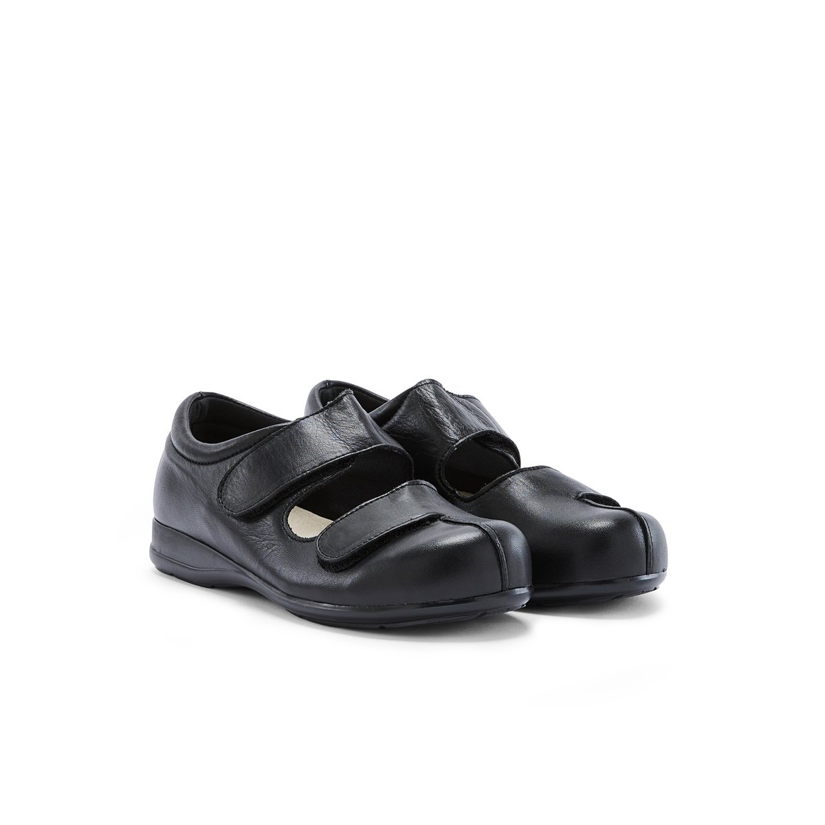 Derbies cuir pour pieds ultra-sensibles noir, PEDICONFORT