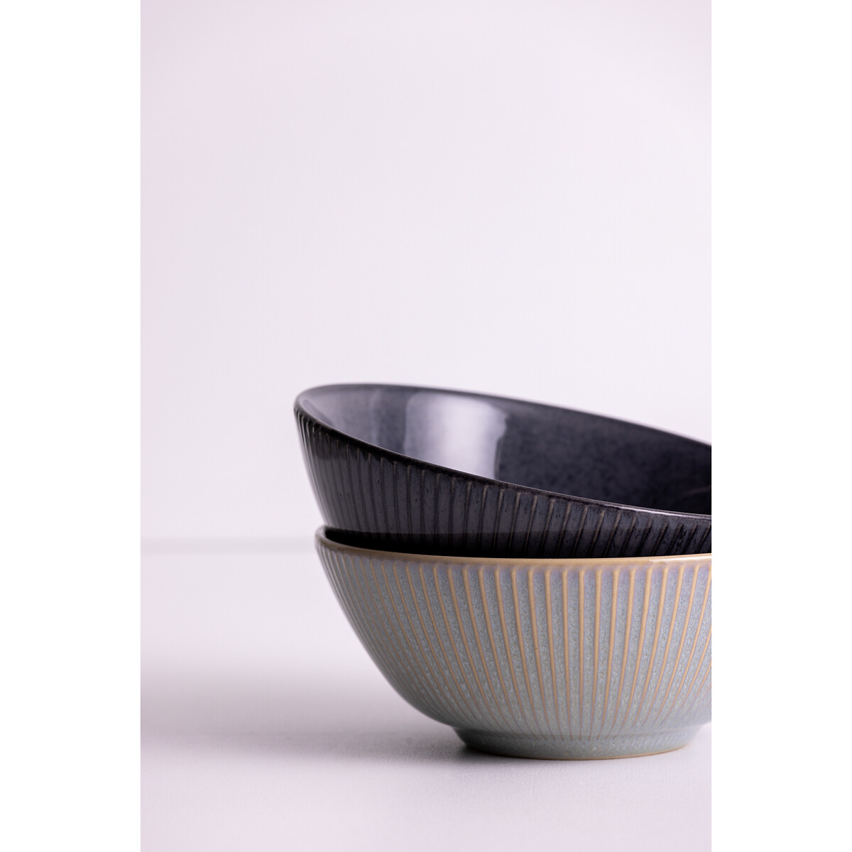 Set of 4 Reactive Linear Cereal Bowls black, MASON CASH