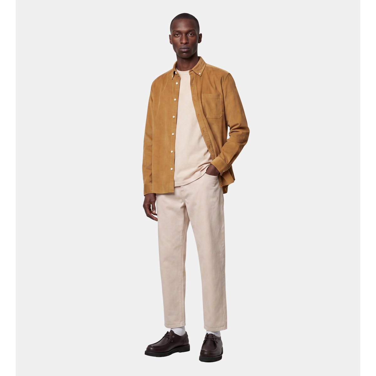 Chemise droite nircord coton jaune moutarde, GALERIES LAFAYETTE