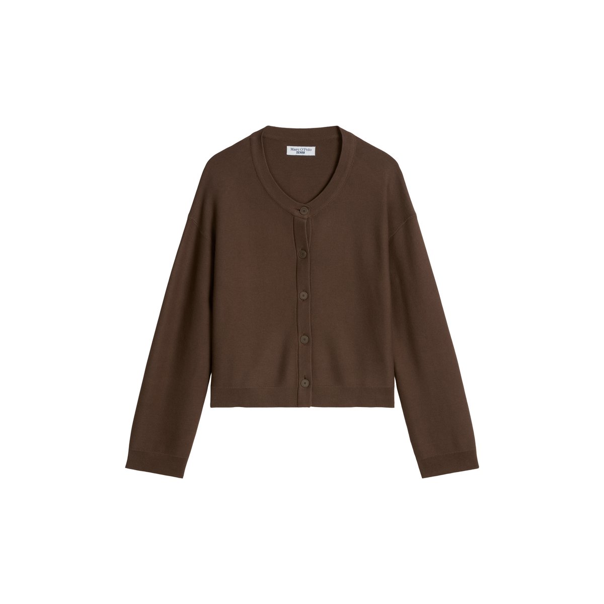 DfC Cardigan relaxed en fil de coton compact marron fonce, MARC O’POLO DENIM