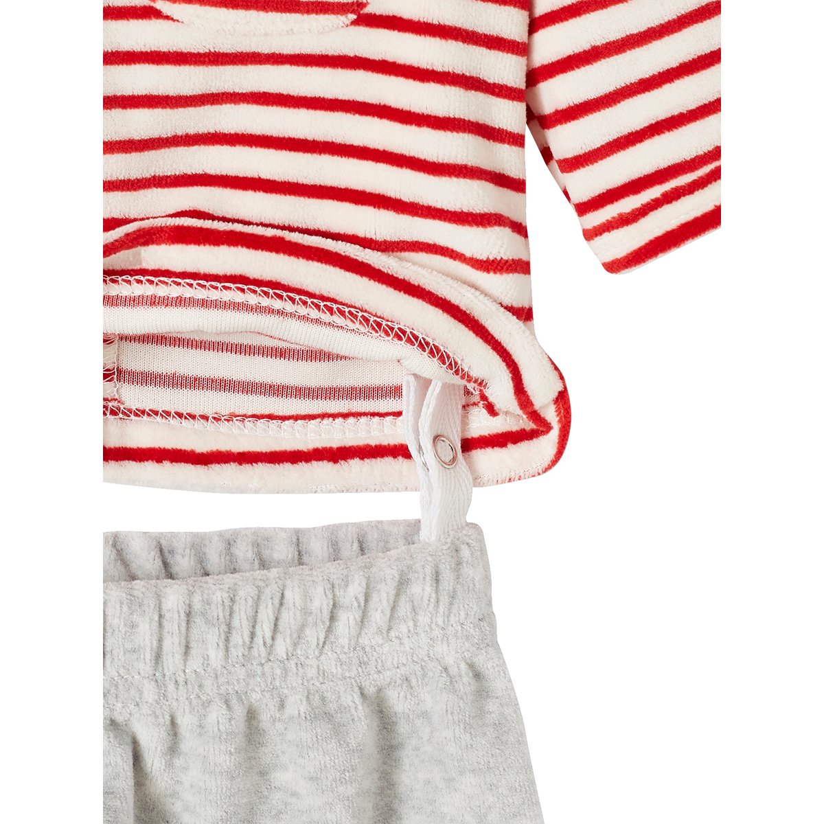 Pyjama de Noël en velours bébé gris chiné, VERTBAUDET