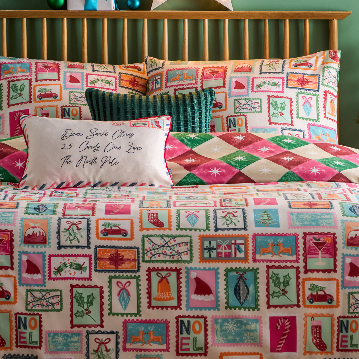 Dear Santa Printed Duvet Cover and Pillowcase Set multi-coloured, FURN.