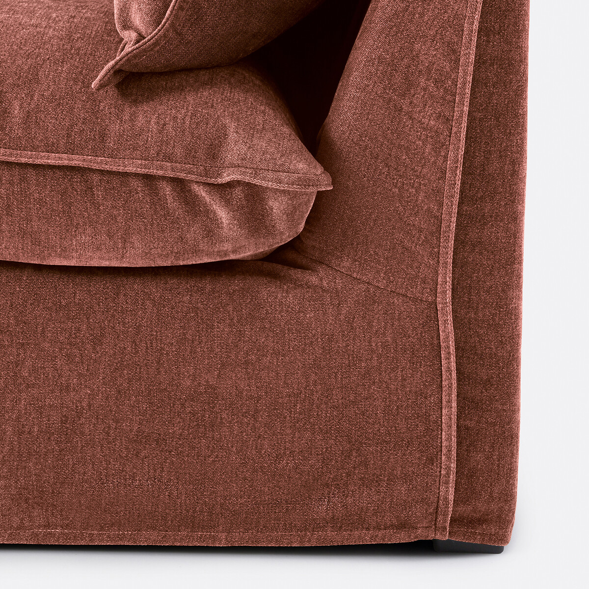 Longchair links, afneembare hoes, in gemêleerd polyester, ODNA roze steenrood, LA REDOUTE INTERIEURS