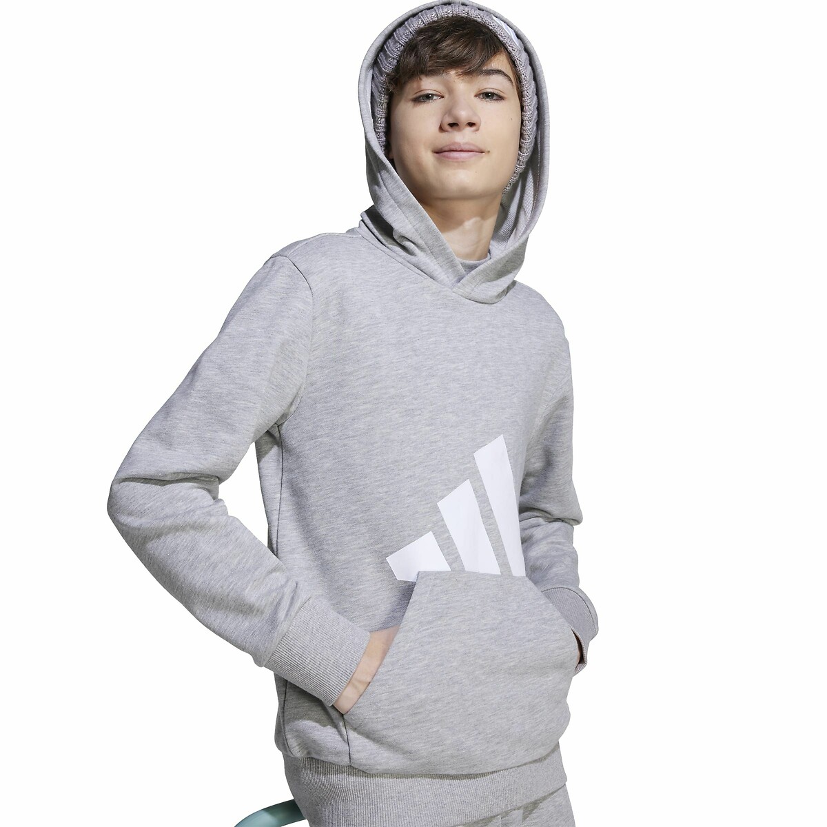 Sweat com capuz, em moletão cinzento, ADIDAS SPORTSWEAR